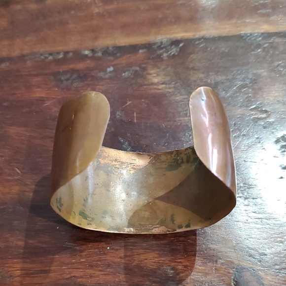 Tribal Copper and Gold Cuff Bracelet With Indigenous Face Boho Chic City Girl - Picture 5 of 8